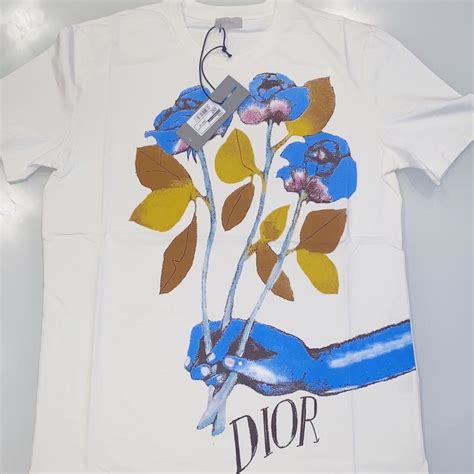 white dior and alex foxton rose embroidered compact cotton t-shirt|White DIOR AND ALEX FOXTON Rose Signature Compact .